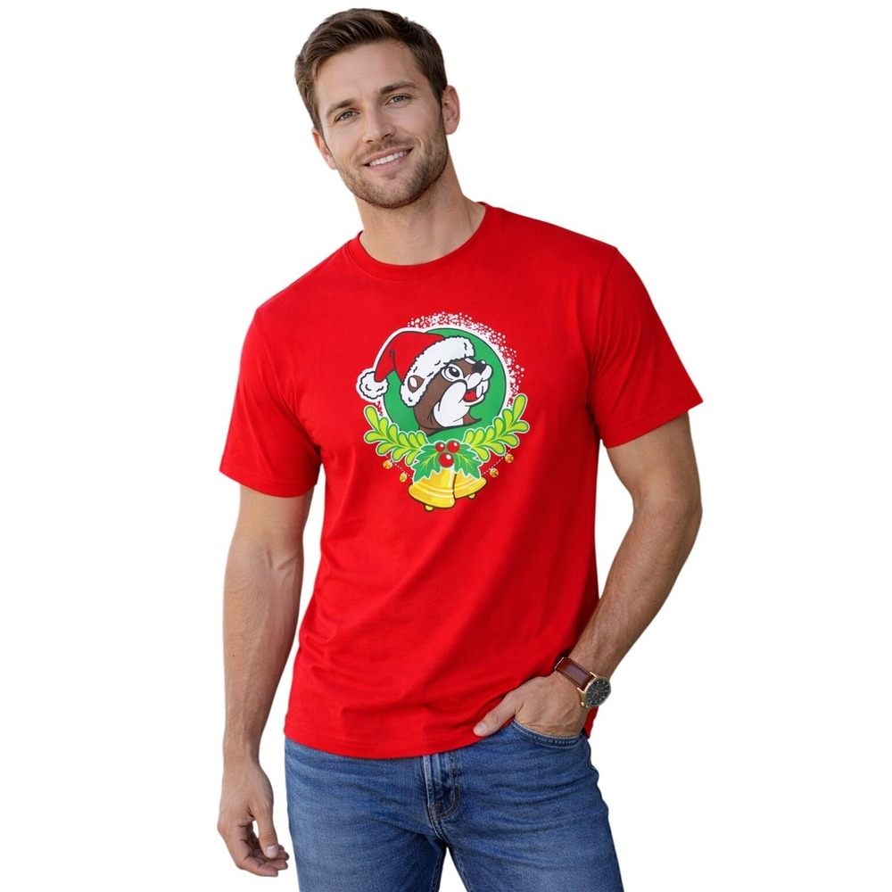 Buc-ee's T-Shirt Mens‎ Medium Red Jingle All The Way To Buc-ee's Christmas 2025